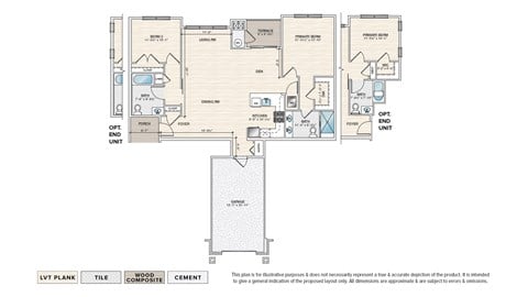 Floor plan for 2 beds, 2 baths, 1292 sqft